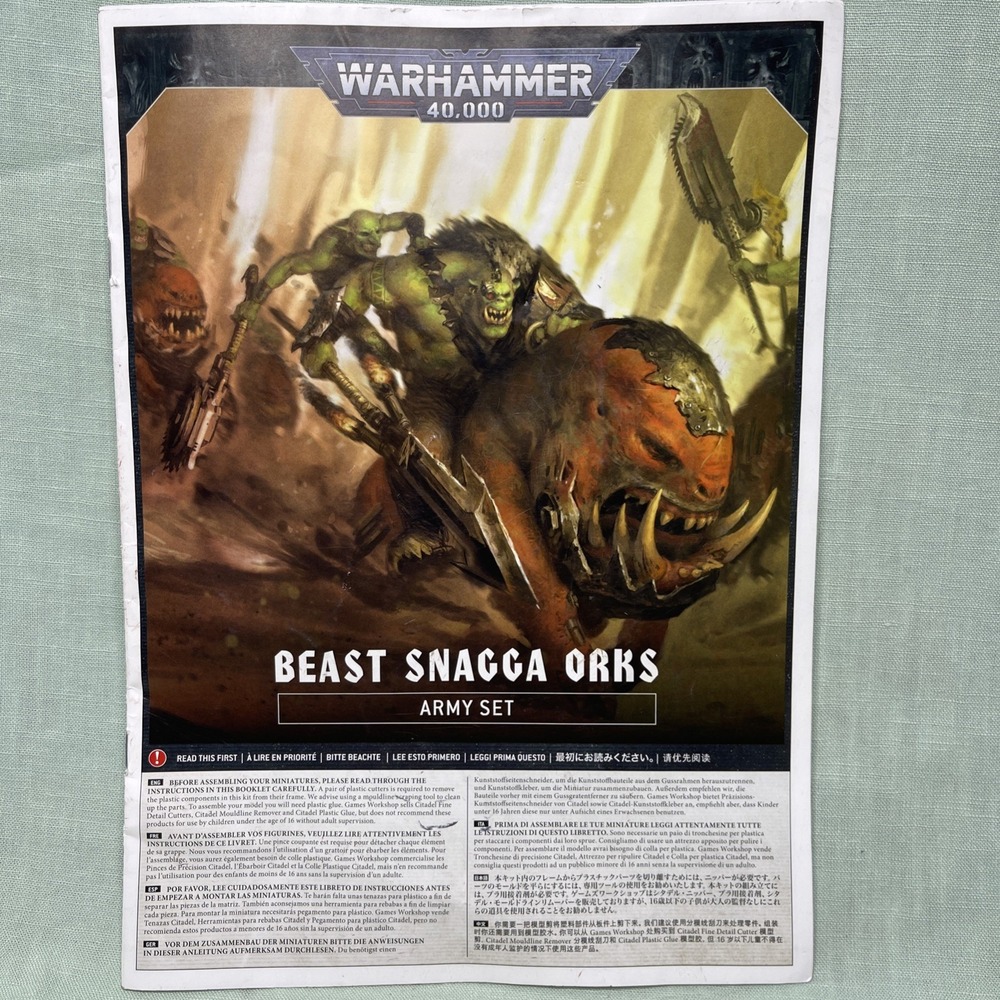 Warhammer 40K Beast Snagga Orks Army Set Instruction Booklet Manual Only